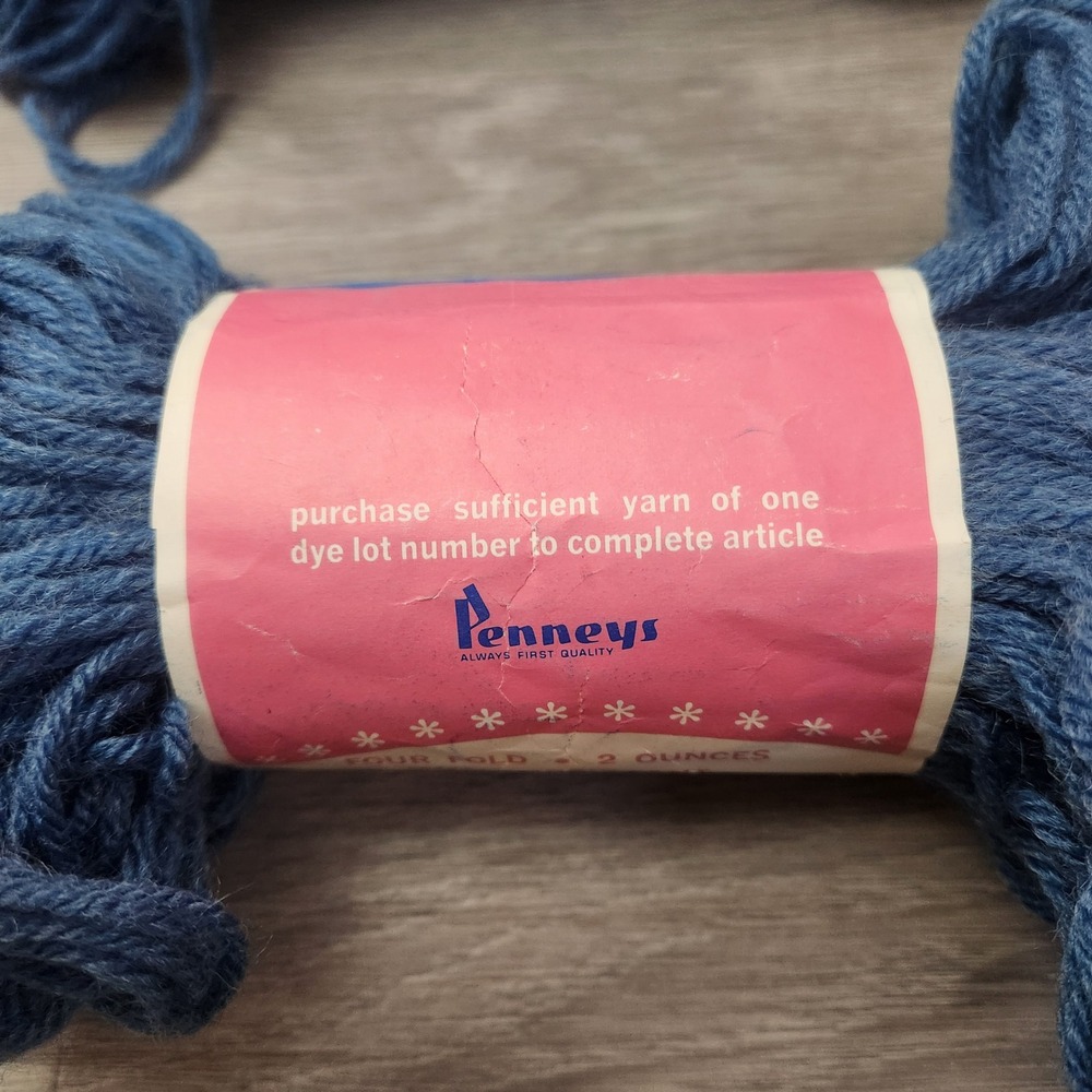 Vintage Penneys Frosted Blue Nantuk Yarn 8oz Germantown Weight Orlon Acrylic - Picture 8 of 12